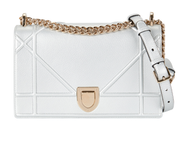 Medium Diorama Flap, Leather, Silver, 09BO0117, DB, 3*